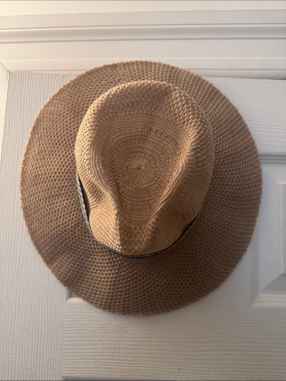 Wide Brim Straw Sun Hat with Black Band
